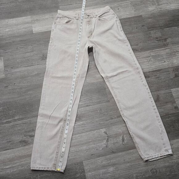 Vintage Riveted 90s Levi Light Brown Straight Leg Denim Jeans - Picture 6 of 7